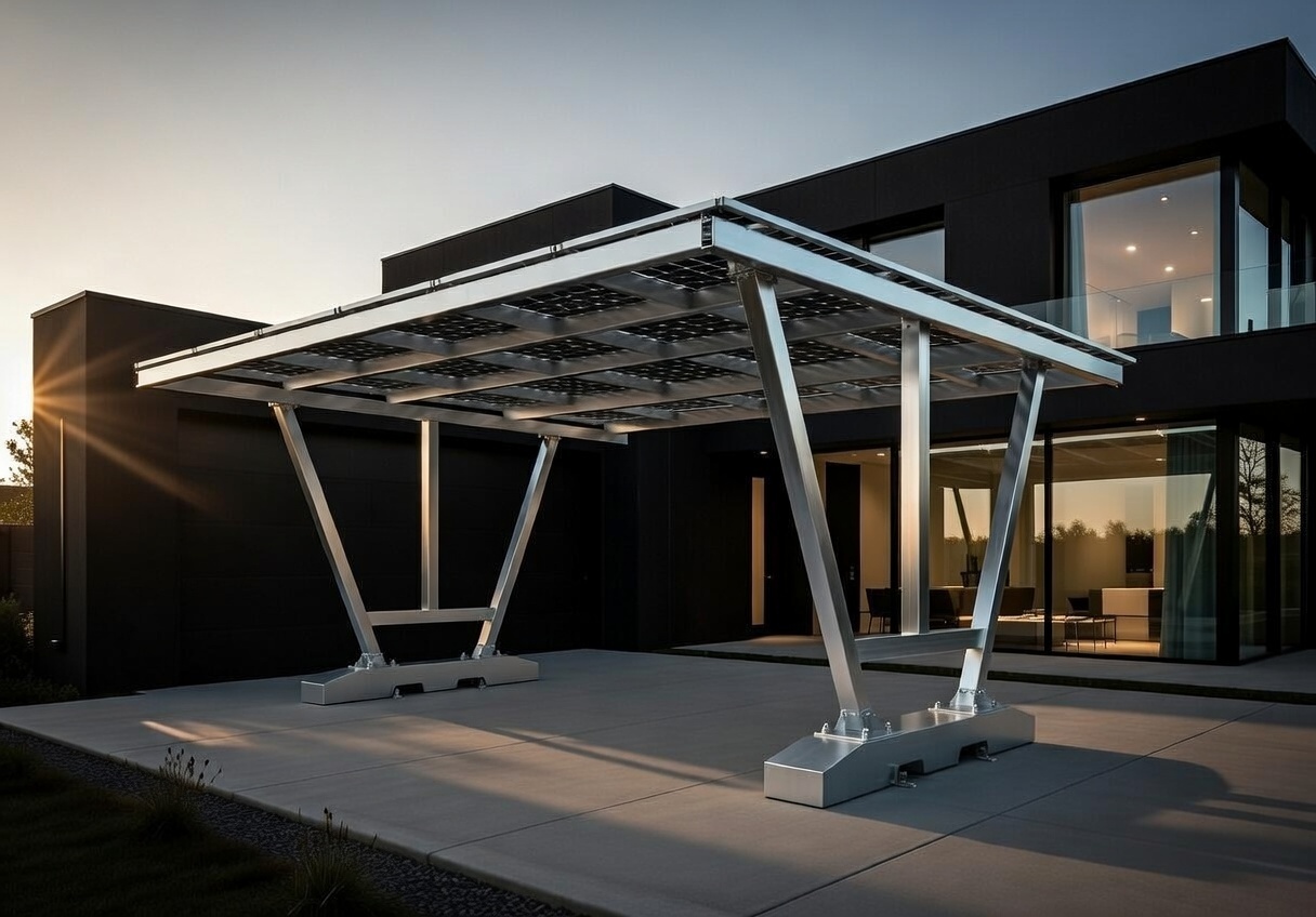 Carport Easy Fast, pensilina in acciaio zincato a due posti - Msolar
